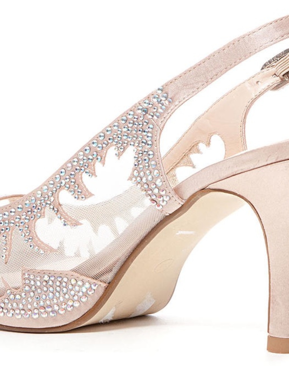 Crystal Embellished Slingback Heels in Blush Pink - Picture 2 of 6